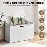 Large Toy Box Kid's Room Storage White Wooden Bedroom Chest Lid Ottoman Baby
