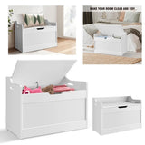 Large Toy Box Kid's Room Storage White Wooden Bedroom Chest Lid Ottoman Baby