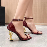 2025 selling European and American high heels with buckle and letter design