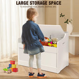 Large Toy Box Kid's Room Storage White Wooden Bedroom Chest Lid Ottoman Baby