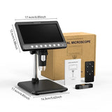 7" IPS Screen Digital Microscope 5MP 1200X Photo & Video Microscope 8 LED Lights