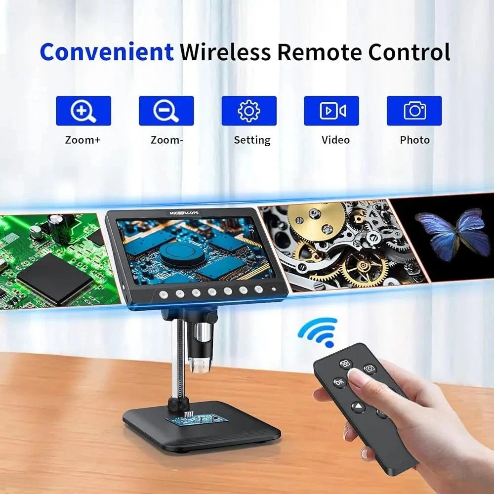 7" IPS Screen Digital Microscope 5MP 1200X Photo & Video Microscope 8 LED Lights