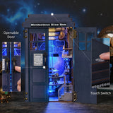 DIY Book Nook Kit Mysterious Telephone Booth Wooden Puzzle Bookshelf Bookend
