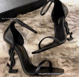 2025 selling European and American high heels with buckle and letter design
