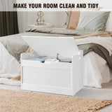 Large Toy Box Kid's Room Storage White Wooden Bedroom Chest Lid Ottoman Baby
