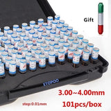 101pcs step 0.01mm Precision Steel Pin Gauge 1.00-2.00mm 0.5-1mm Smooth Plug