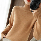 Women Autumn Winter Turtleneck Sweater Slim Solid Knitted Cashmere Pullover UK