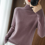 Women Autumn Winter Turtleneck Sweater Slim Solid Knitted Cashmere Pullover UK