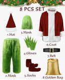 The Grinch Costume Mask Cosplay Adult Christmas Santa Suit Fancy Dress Outfit UK
